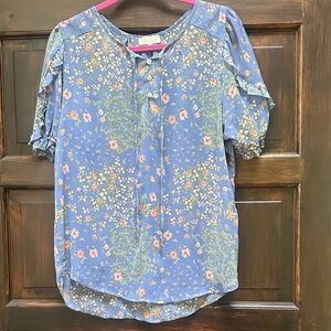 Floral Blue Blouse by Velvet Heart